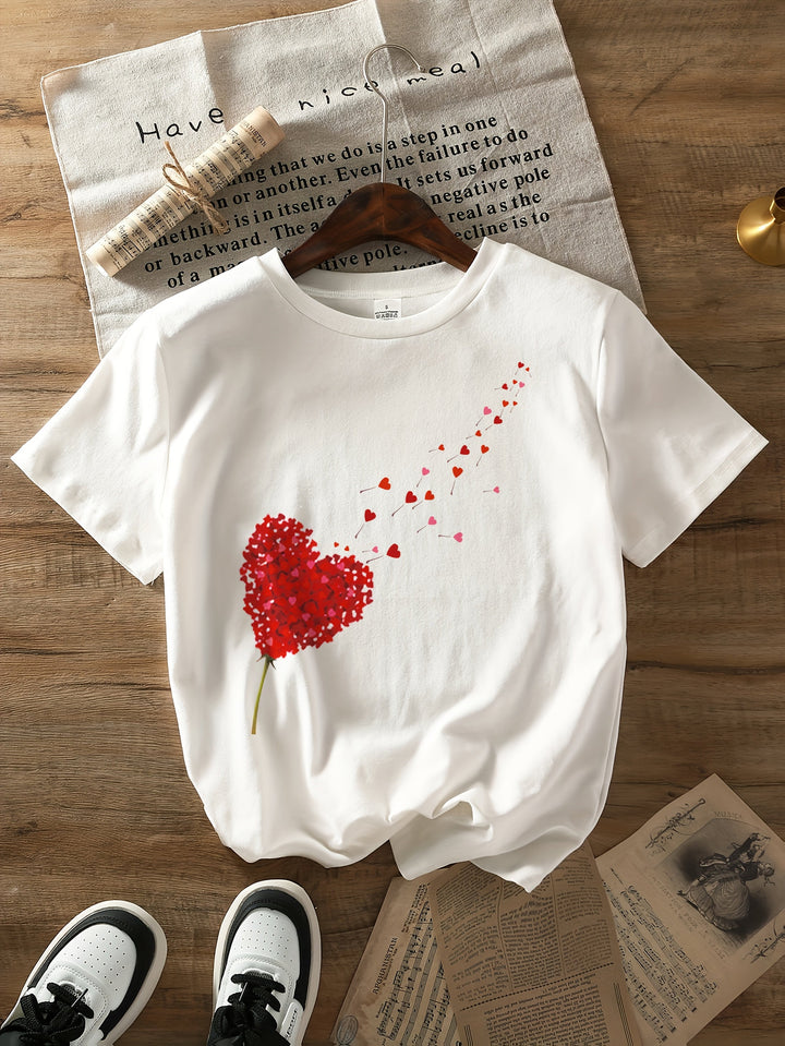 Valentina | Schattig en romantisch T-shirt met roze harten en bloemen