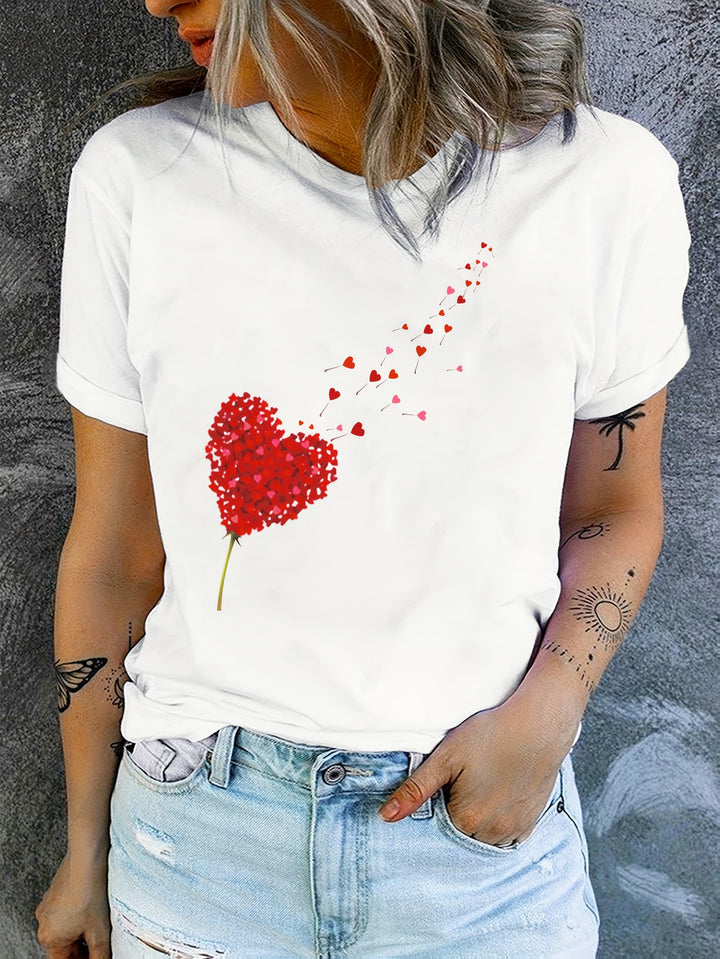 Valentina | Schattig en romantisch T-shirt met roze harten en bloemen