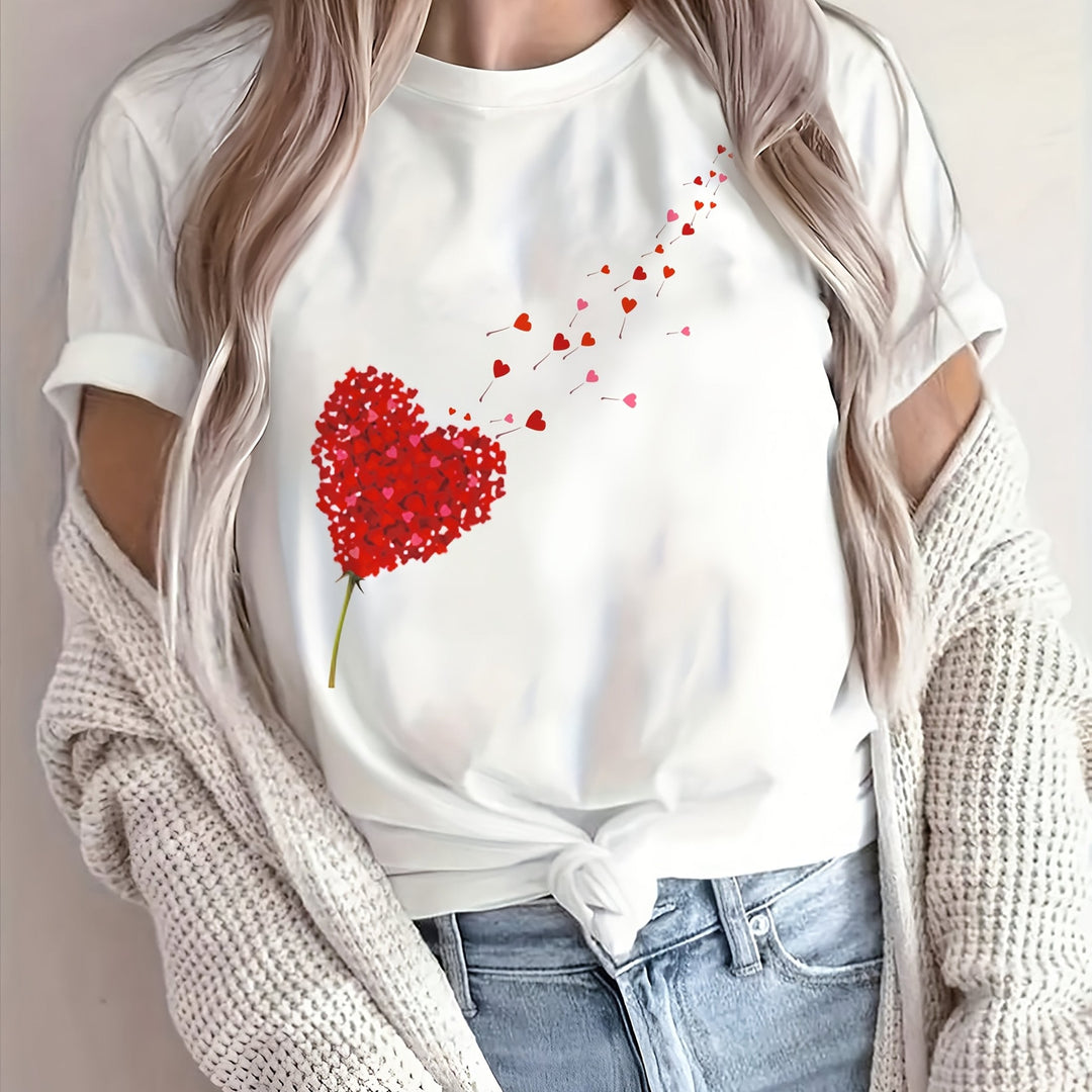 Valentina | Schattig en romantisch T-shirt met roze harten en bloemen