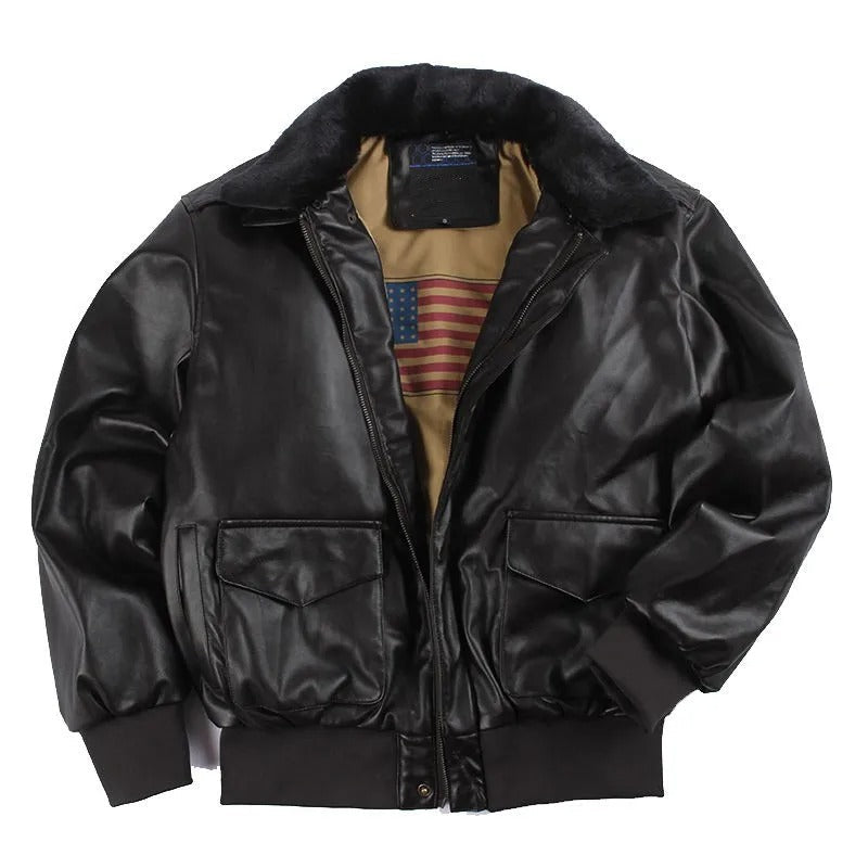 Winter vintage leren motorjas - Neville